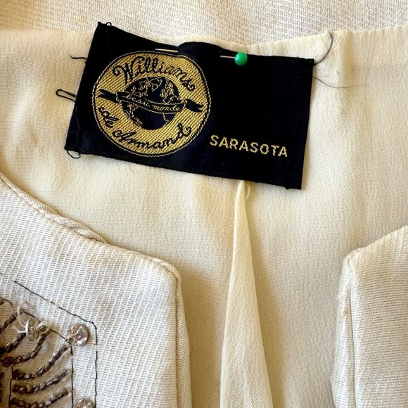 Vintage Williams de Armand Blazer Womens Medium Cream Beaded Sequin - Picture 7 of 12